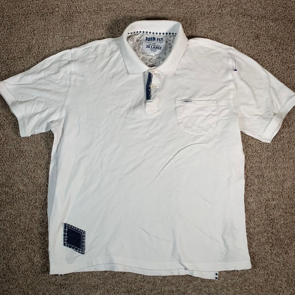 Born Fly Polo Shirt‎ Mens 3XL Cotton Classic American Streetwear Preppy Office